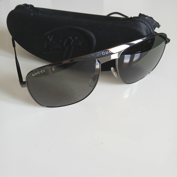 GUCCI GG0909S Black Aviator Sunglasses     w/MAUI JIM Hard Case - Picture 1 of 6